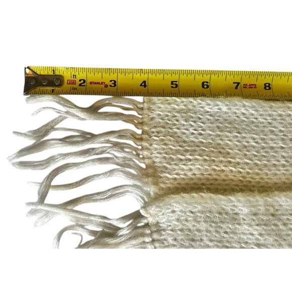 Vintage Hansen Cream Knitted Scarf With Fringe Ends 59”x6.25” Acrylic Blend OS - Picture 8 of 10